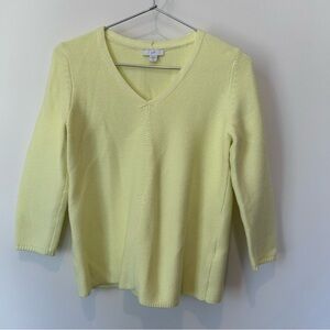 J. Jill Pale Yellow V-Neck Knit Sweater